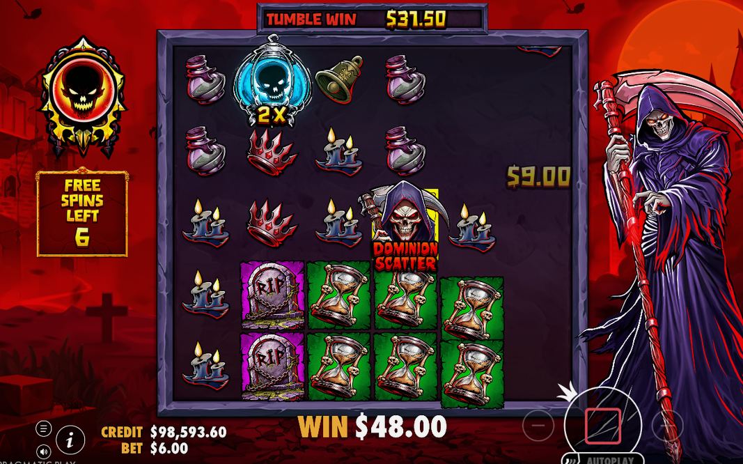 Free spins-läget: multiplikatorn ackumuleras över hela rundan